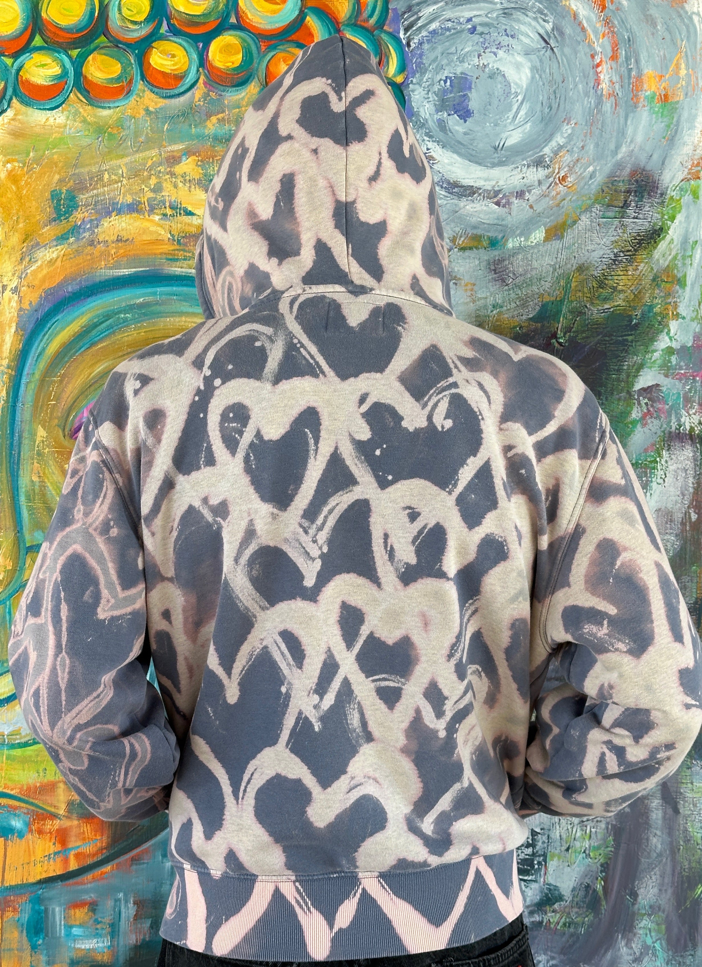 Heart Hoodie Blue Gray