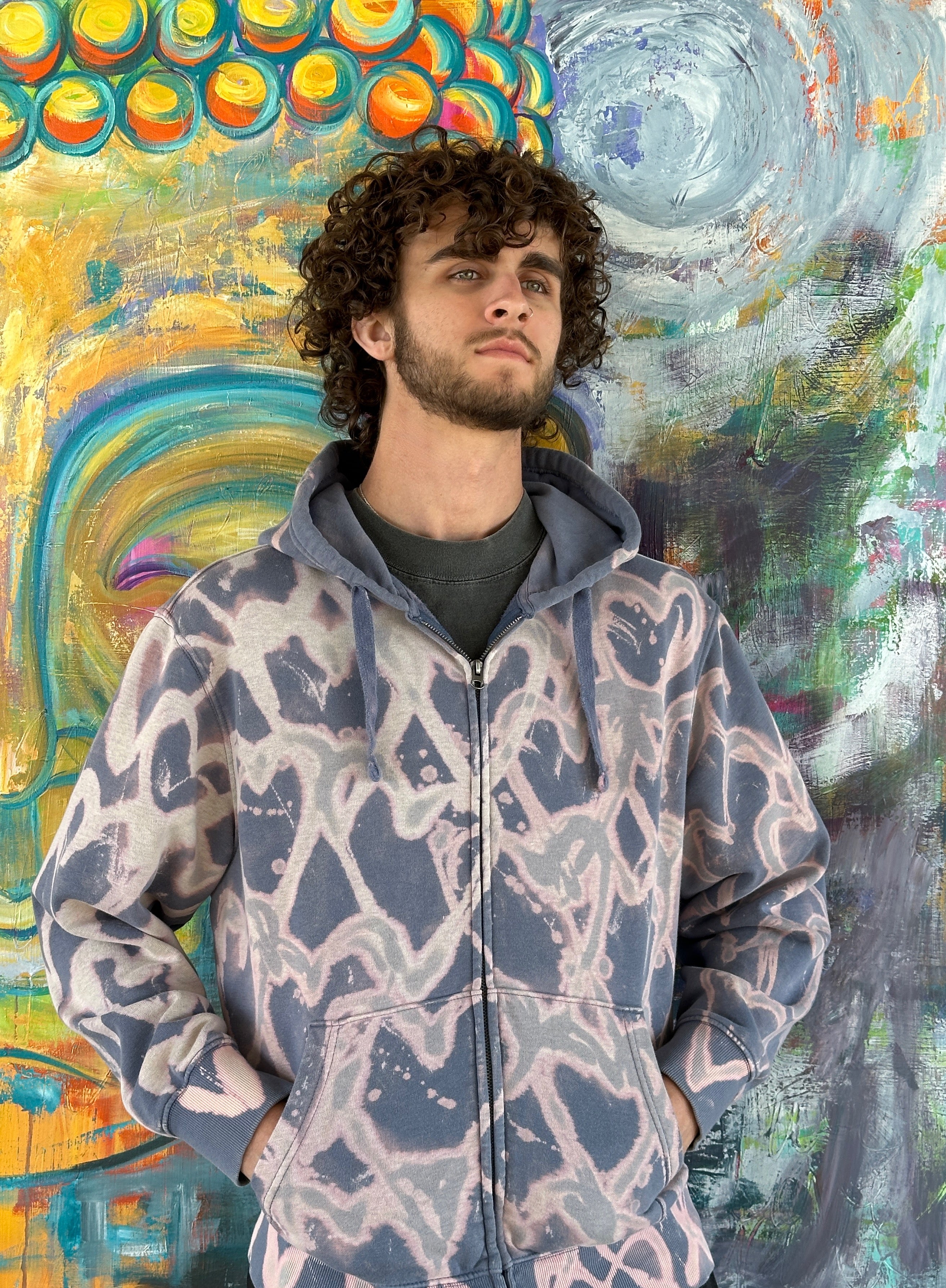 Heart Hoodie Blue Gray