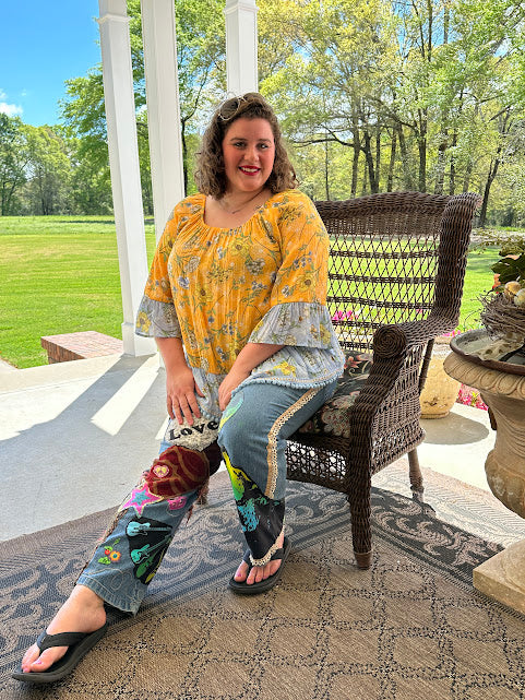 Miss Deb Handstitched Boho-Hippie Jeans