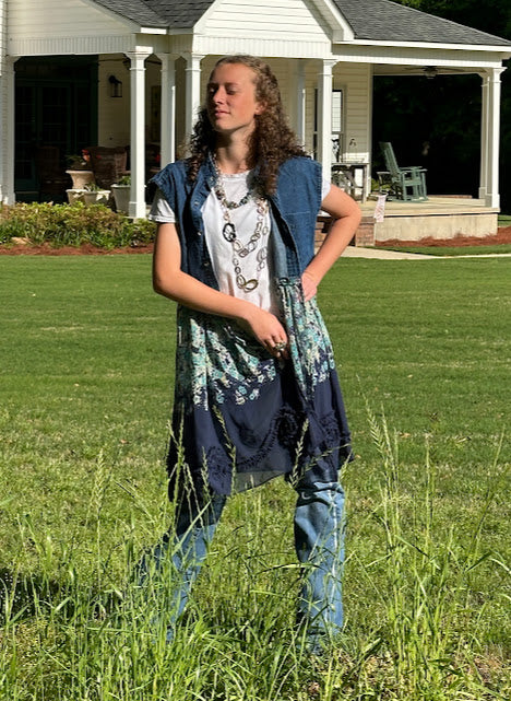 'Madison' Floral Denim Duster
