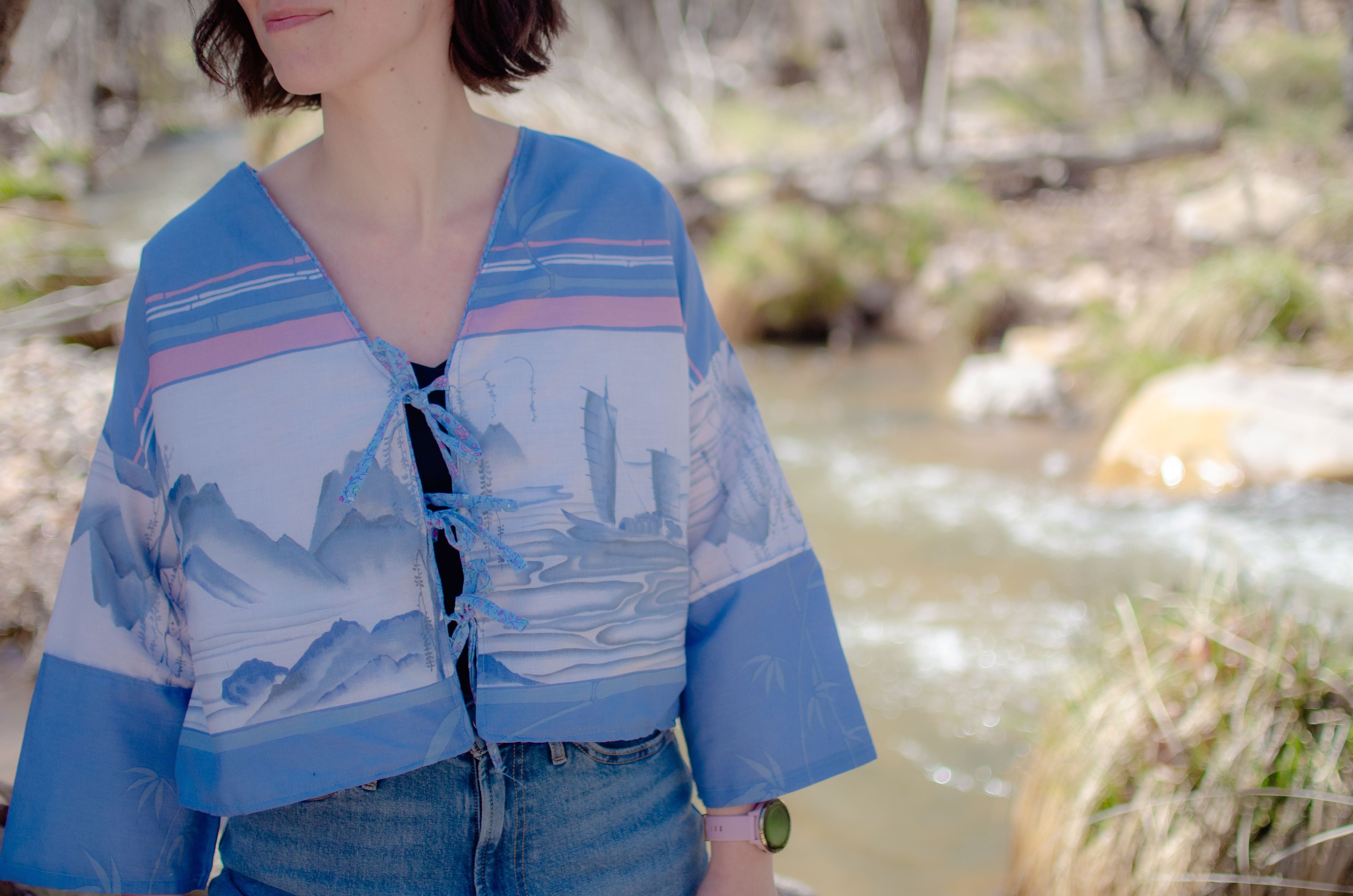 Zen Blues Tie front cardi