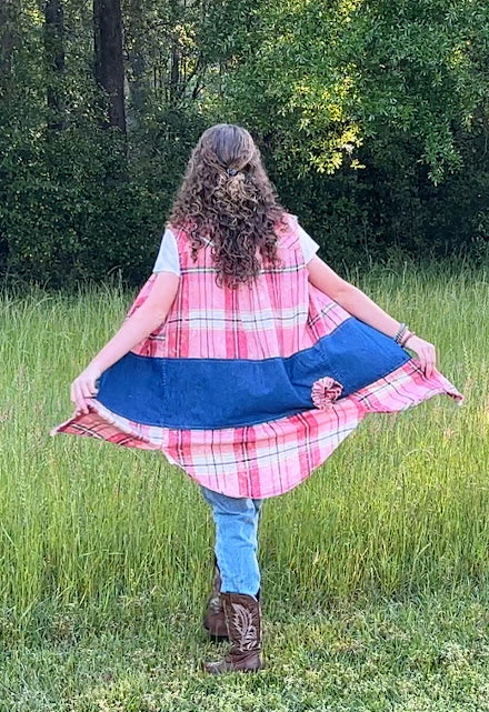 The 'Addie' Pink Flannel Duster