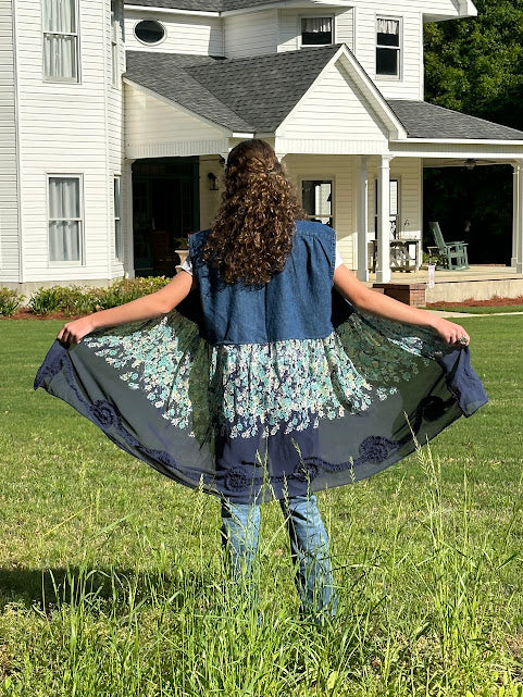 'Madison' Floral Denim Duster