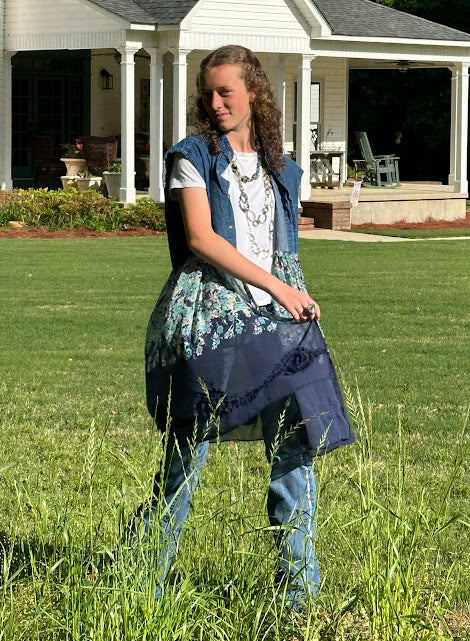 'Madison' Floral Denim Duster