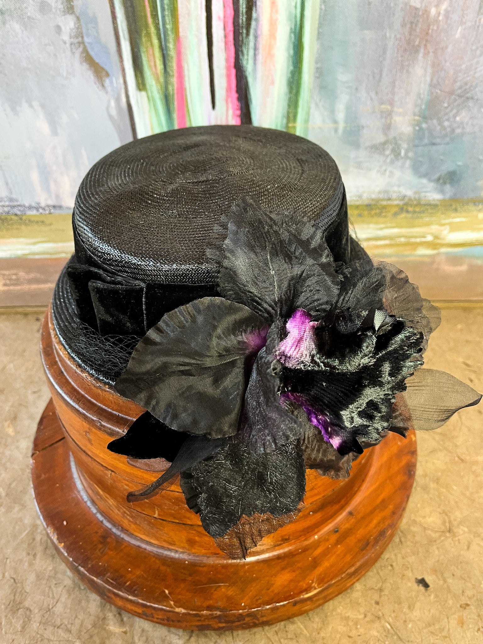 “Midnight Iris” Vintage Summer Hat