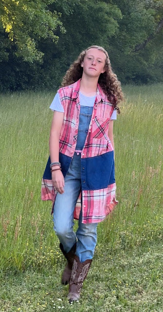 The 'Addie' Pink Flannel Duster