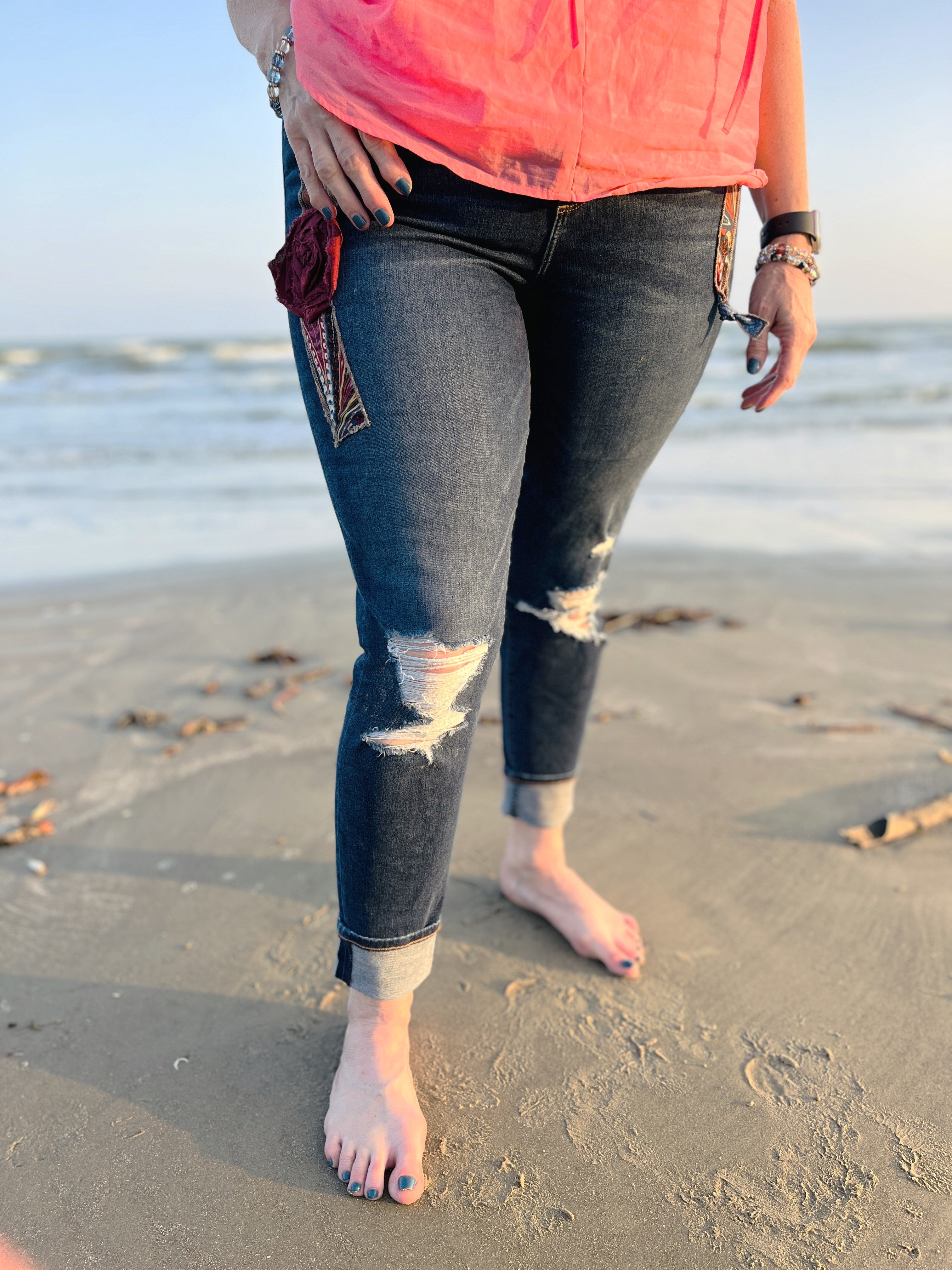 "Urban Artisan" – Designer Refurbished Jeans with Unique Handstitched Accents