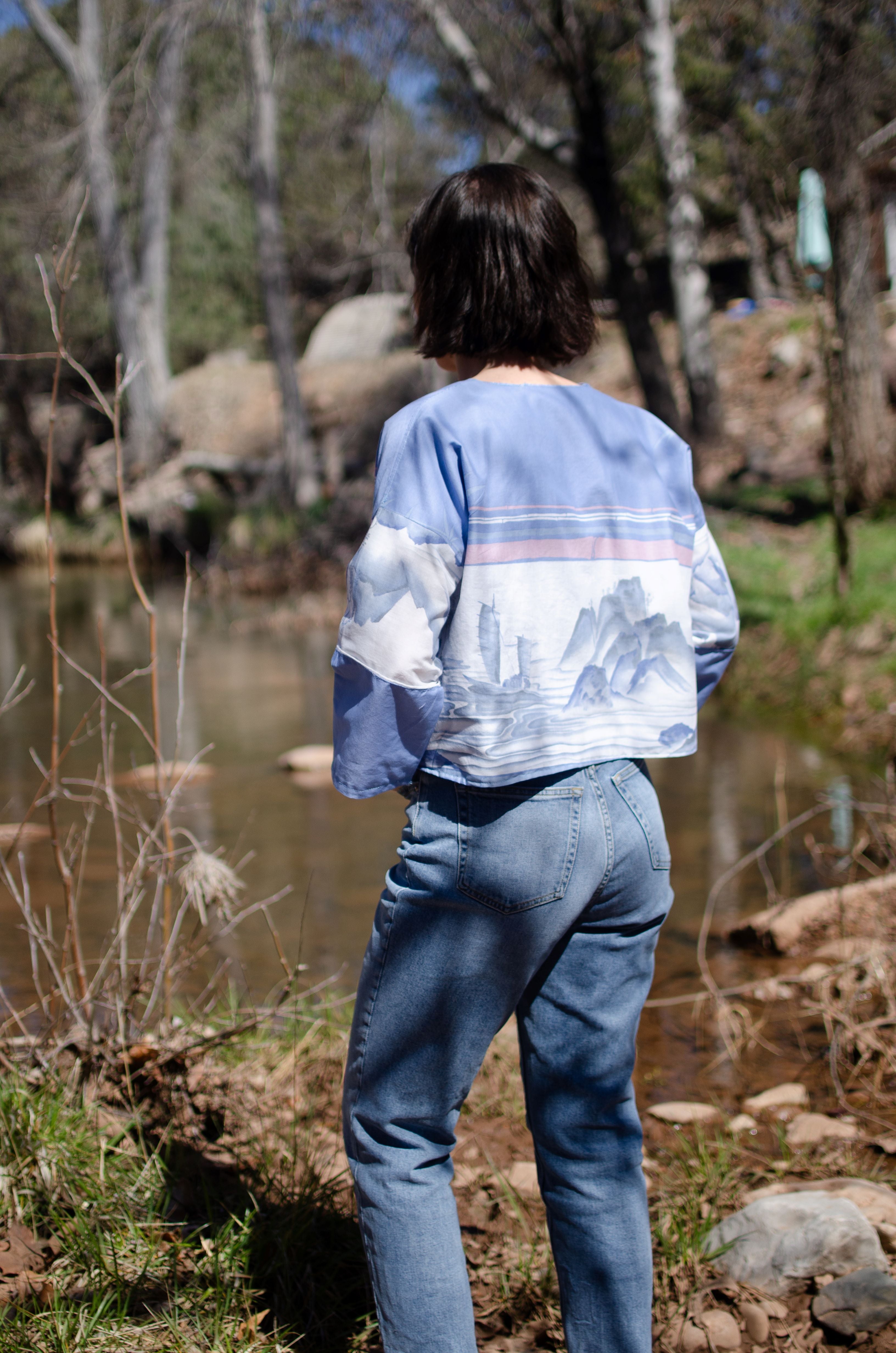 Zen Blues Tie front cardi