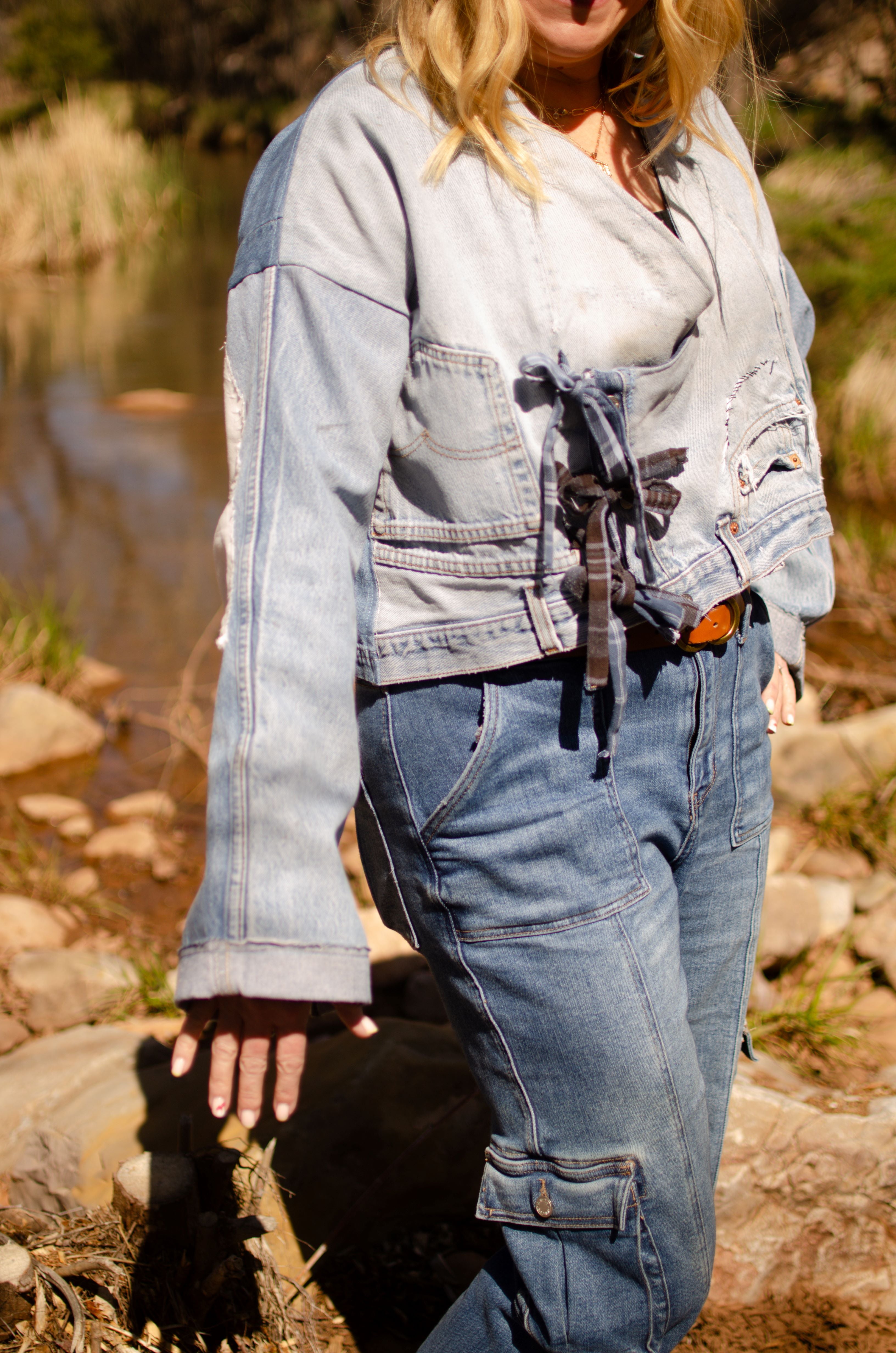 "Gimme your Levi's" Up-cycled crop cardi