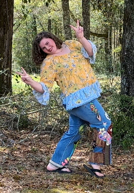 Miss Deb Handstitched Boho-Hippie Jeans