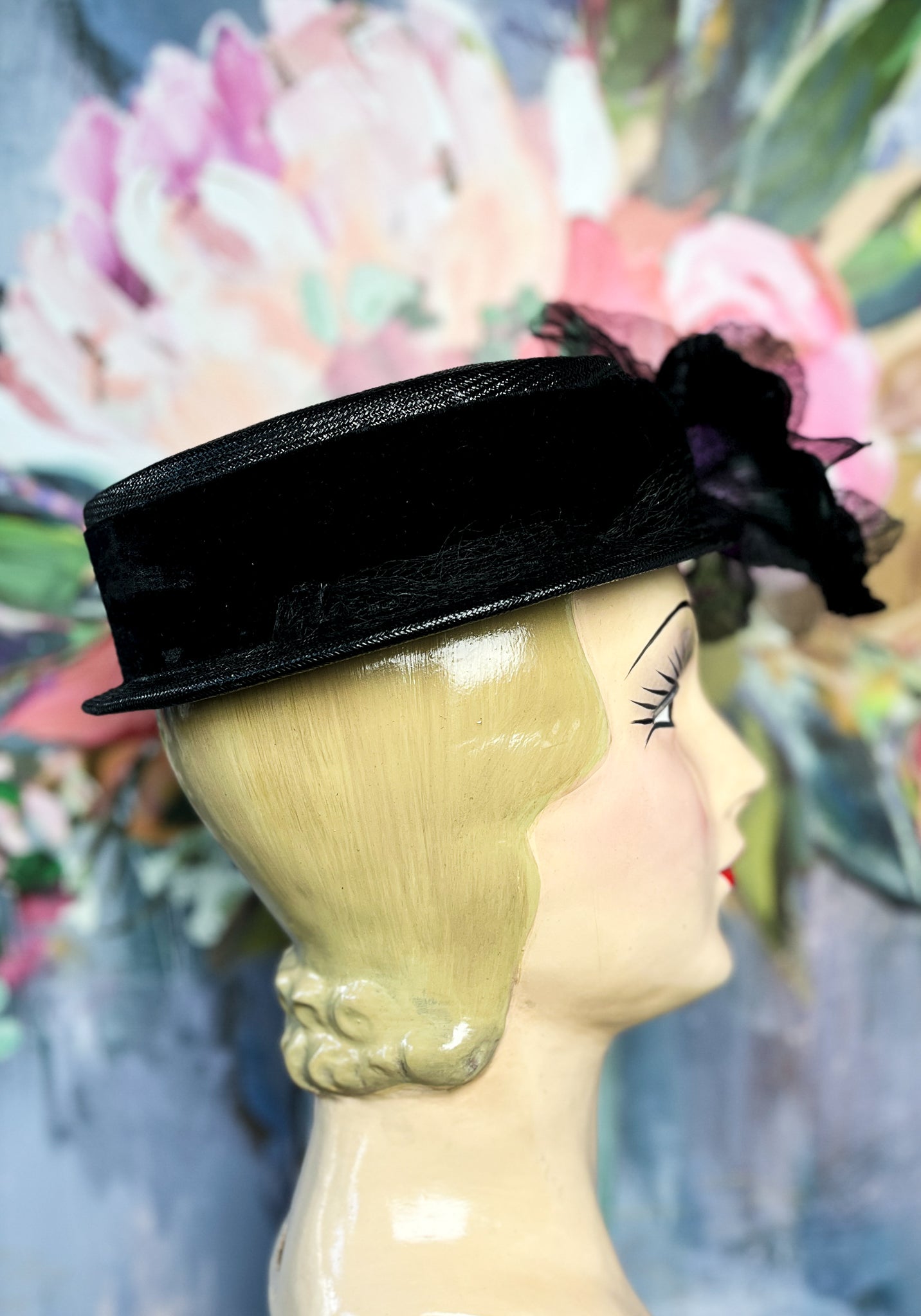 “Midnight Iris” Vintage Summer Hat