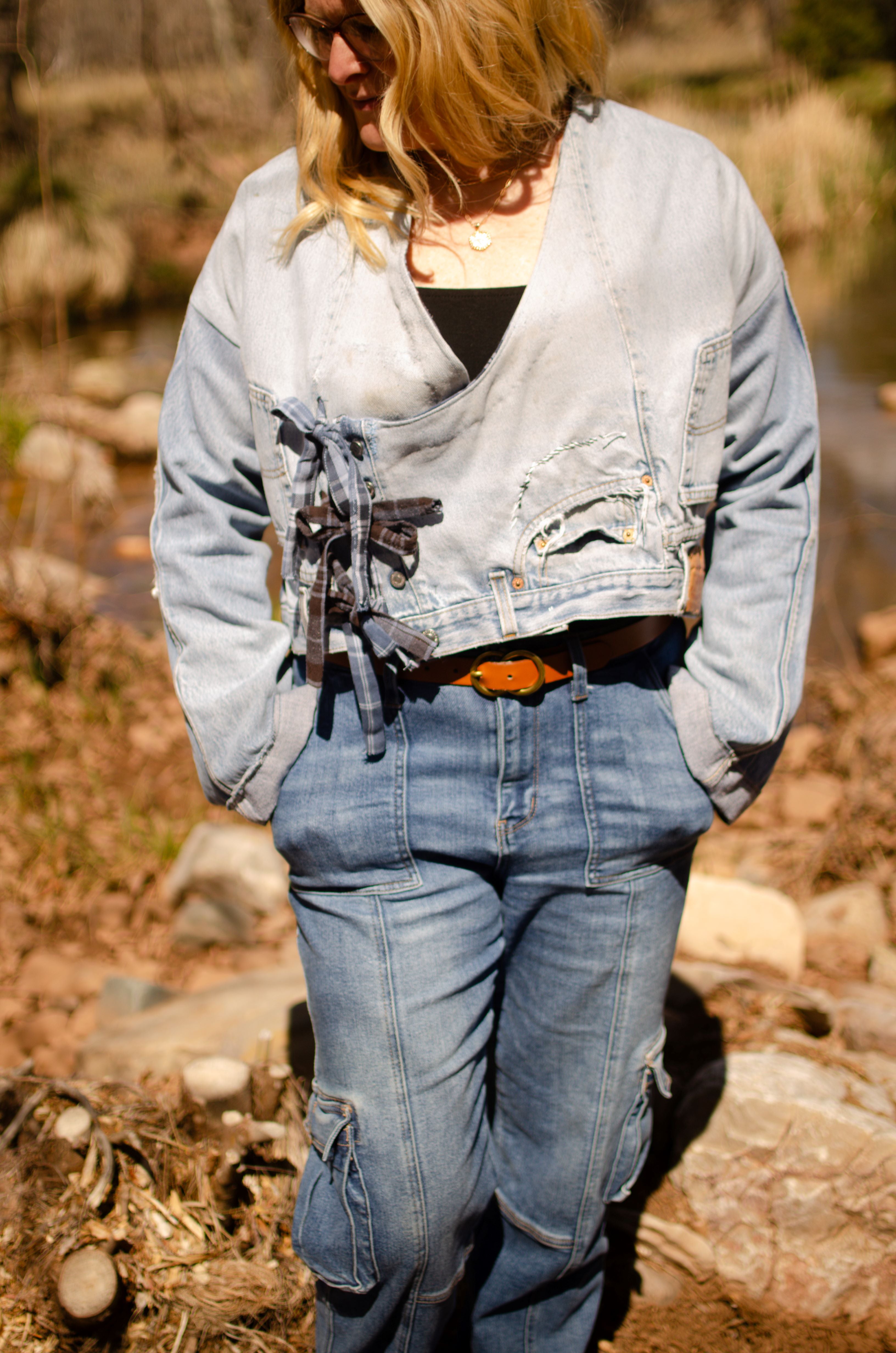 "Gimme your Levi's" Up-cycled crop cardi