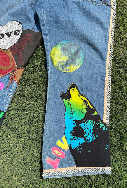 Miss Deb Handstitched Boho-Hippie Jeans