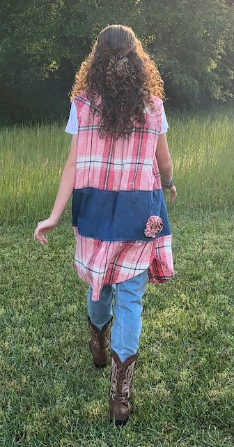 The 'Addie' Pink Flannel Duster
