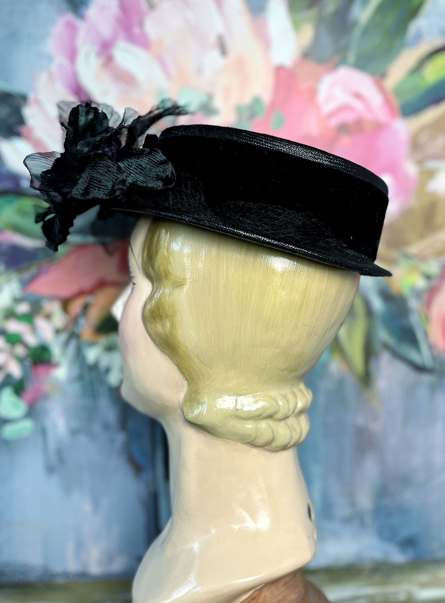 “Midnight Iris” Vintage Summer Hat