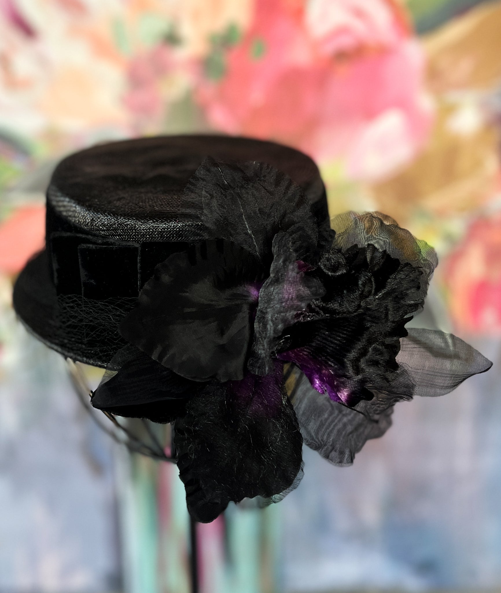 “Midnight Iris” Vintage Summer Hat