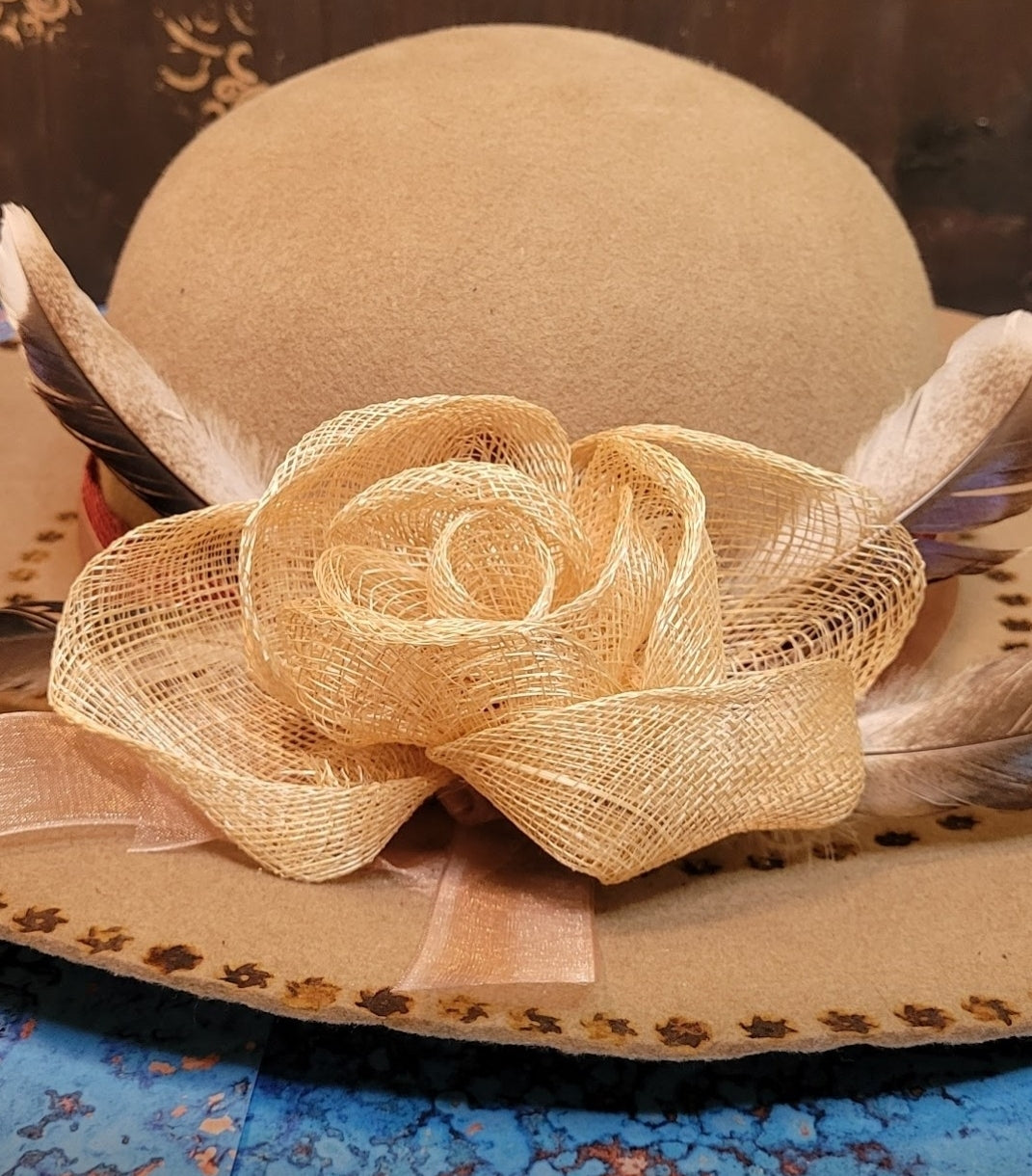 Restyled Carmel Rose Hat