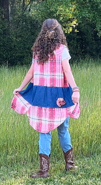 The 'Addie' Pink Flannel Duster