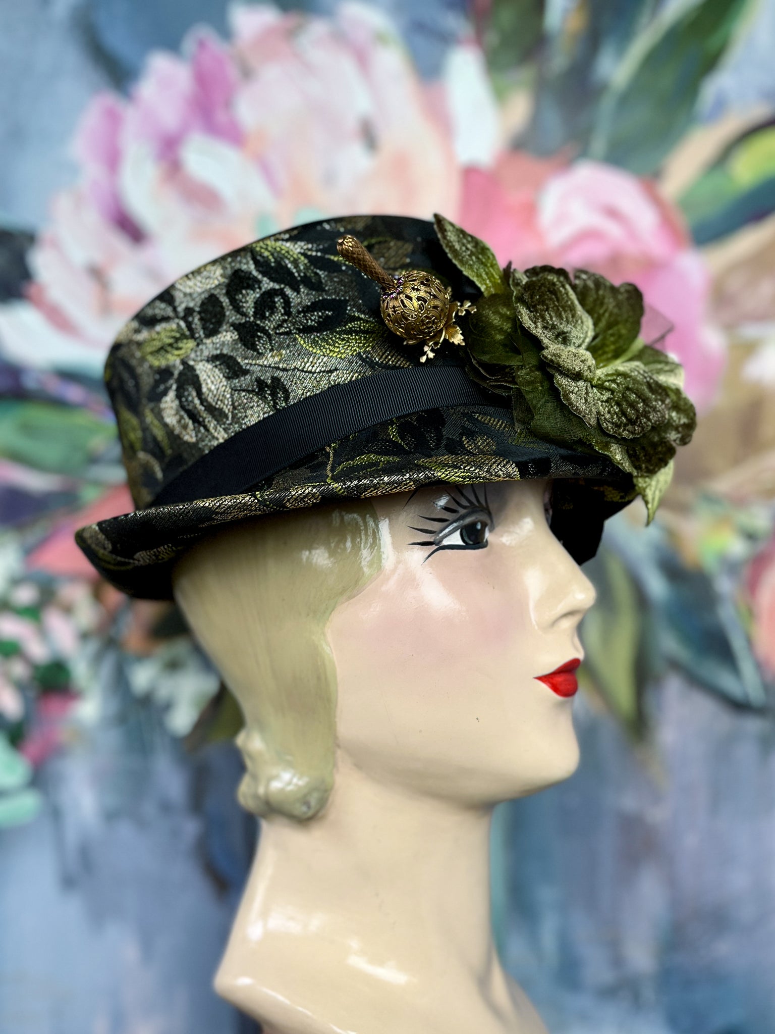 “Evening Gala” Vintage Damask Fabric Hat