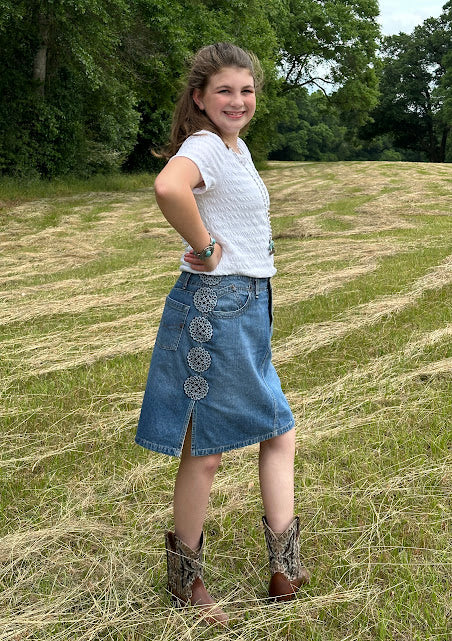 'Laura Embroidered Circle Skirt'