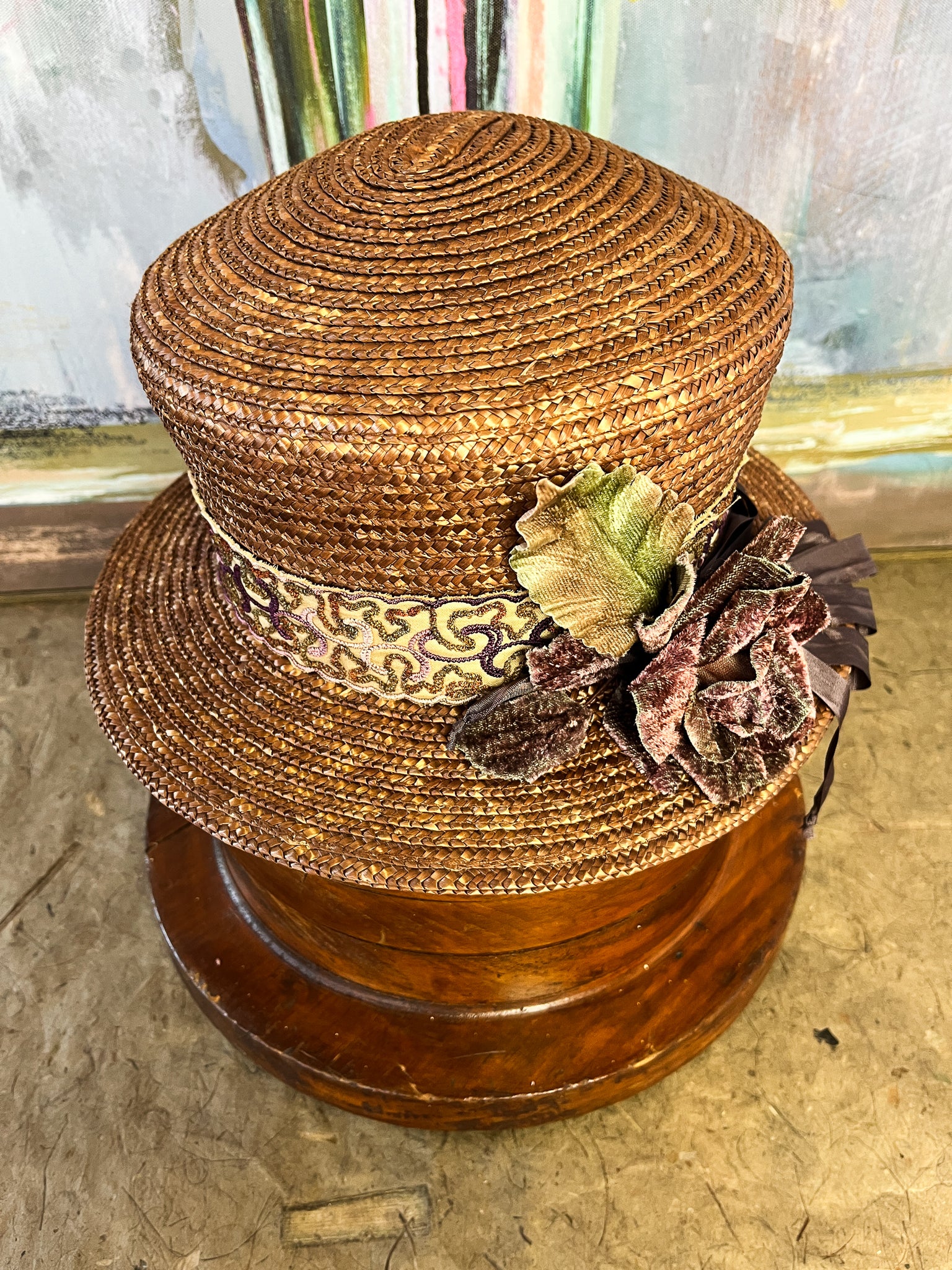 “Cocoa Rose” Vintage Summer Straw Hat