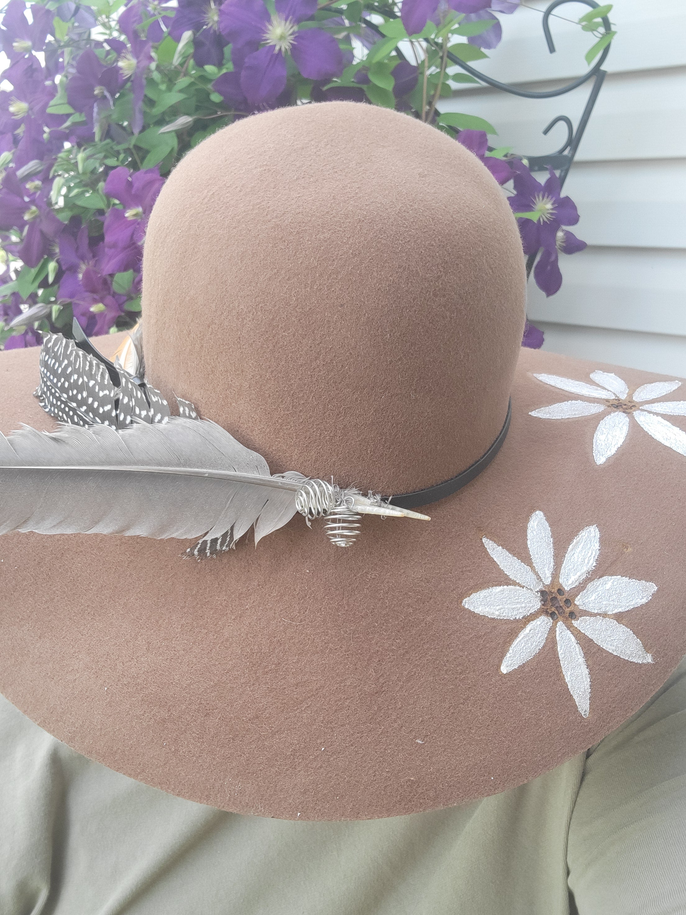 Daisies and Feathers Hat
