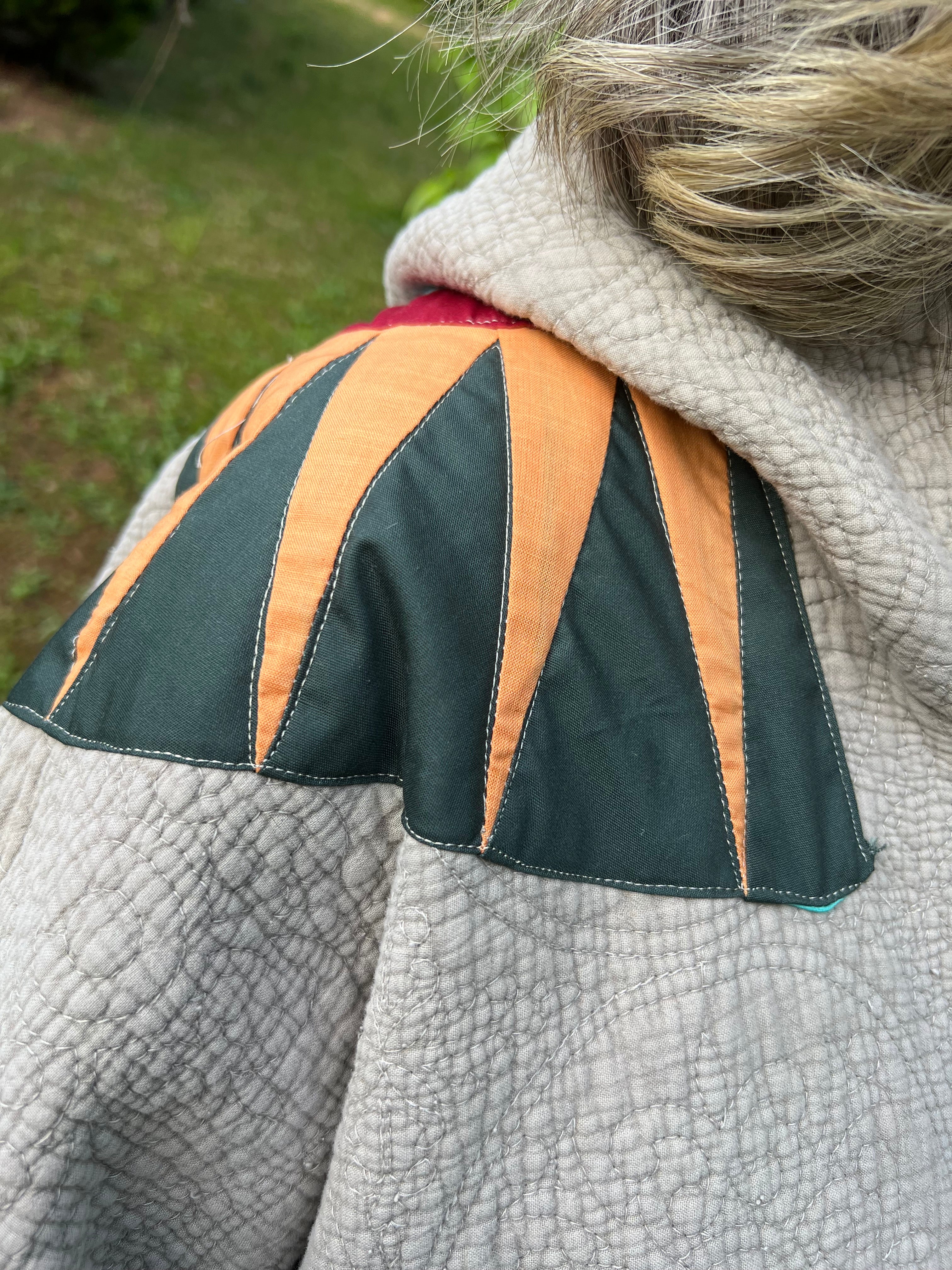 Quilted Patchwork Hooded Poncho