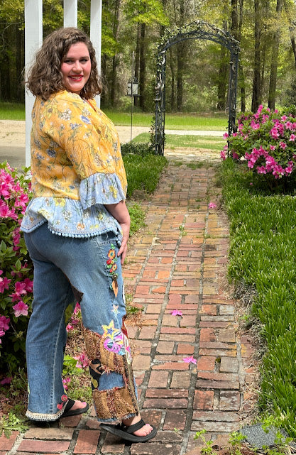 Miss Deb Handstitched Boho-Hippie Jeans