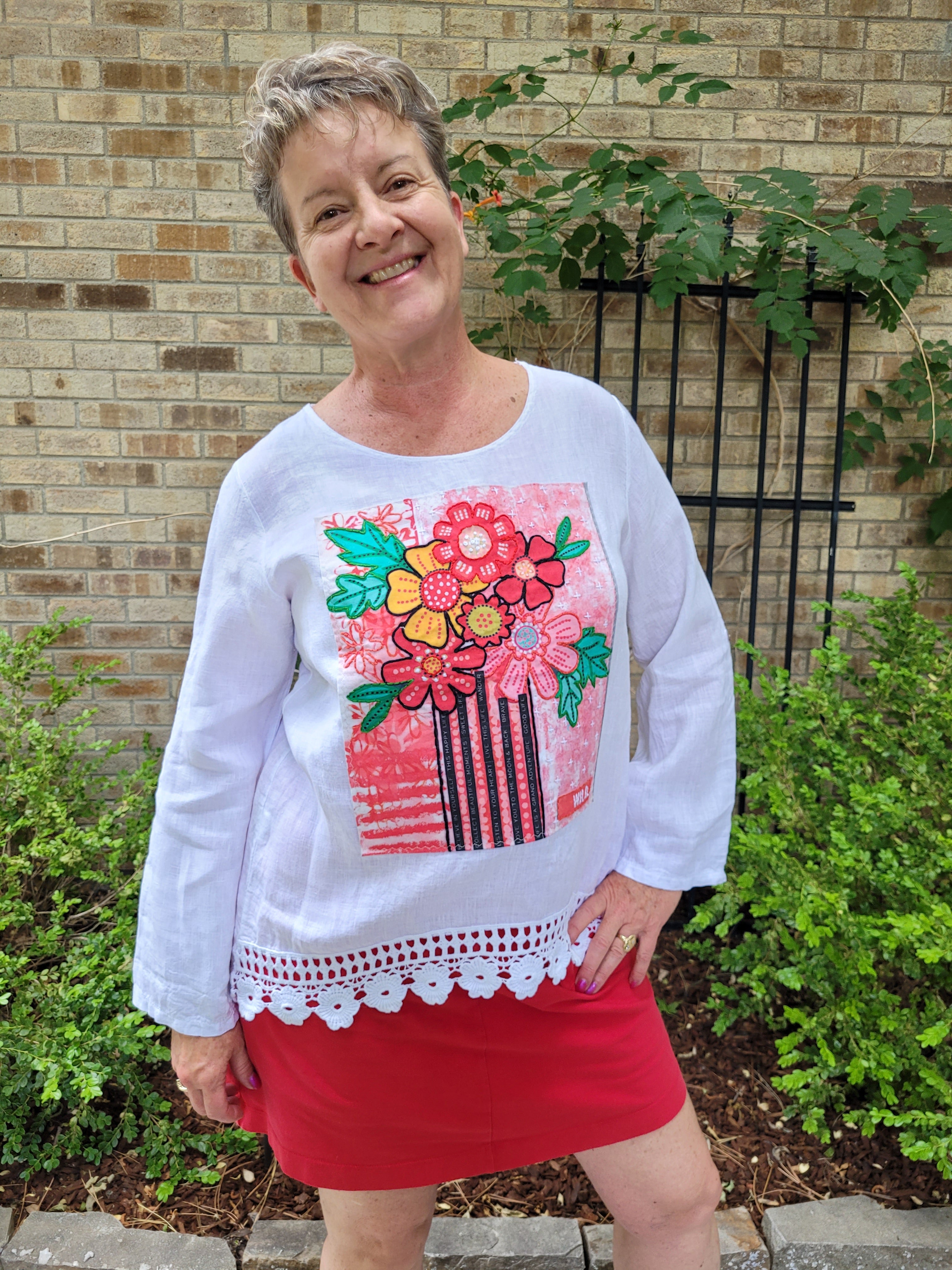 WILD Embroidered Bouquet Linen Shirt