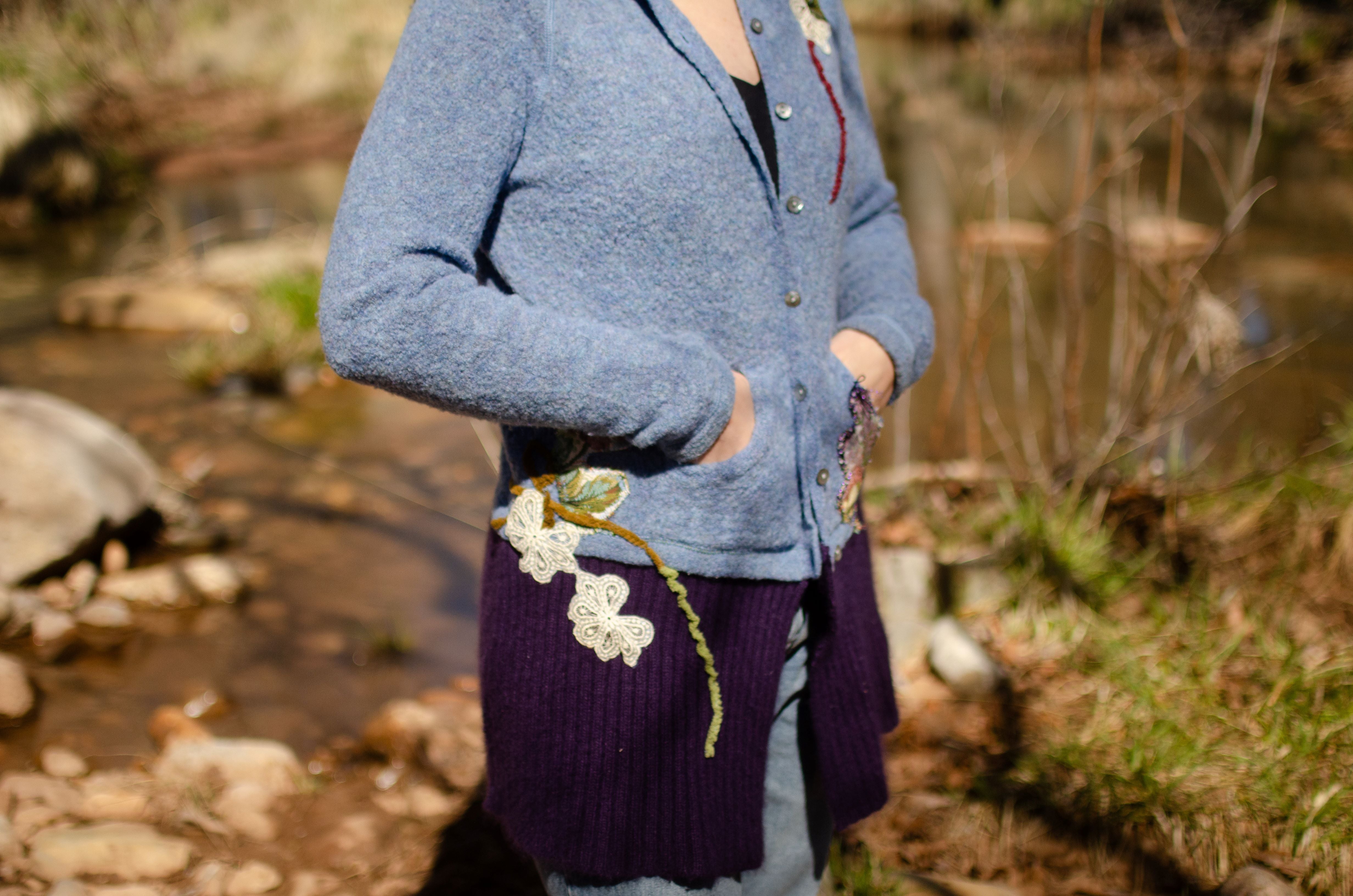 Fairy Garden Up-cycled sweater jacket