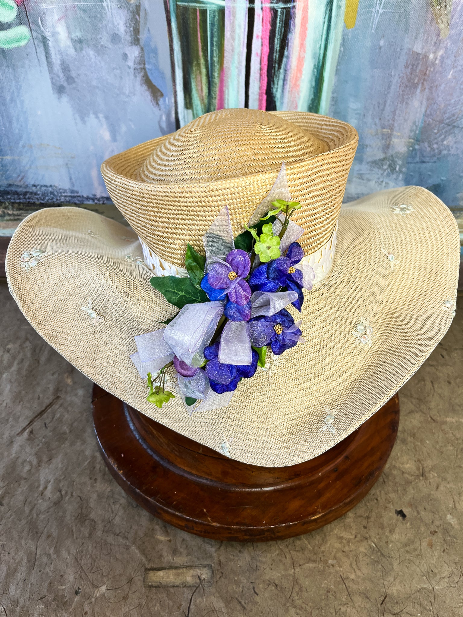 “Lavender and Lace” Vintage Summer Hat