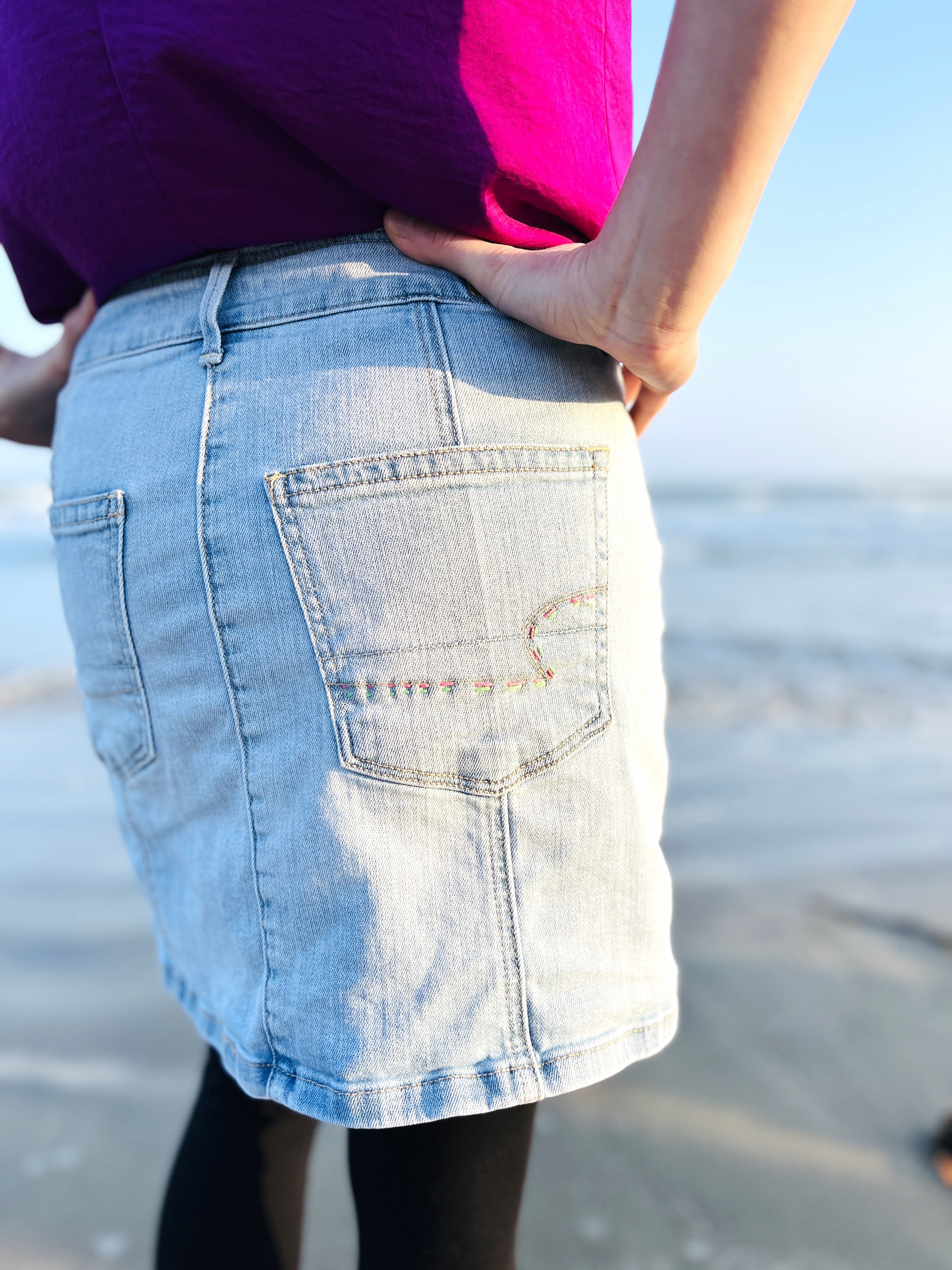 Chic Handstitched Upcycled Jean Skirt – Your New Wardrobe Staple