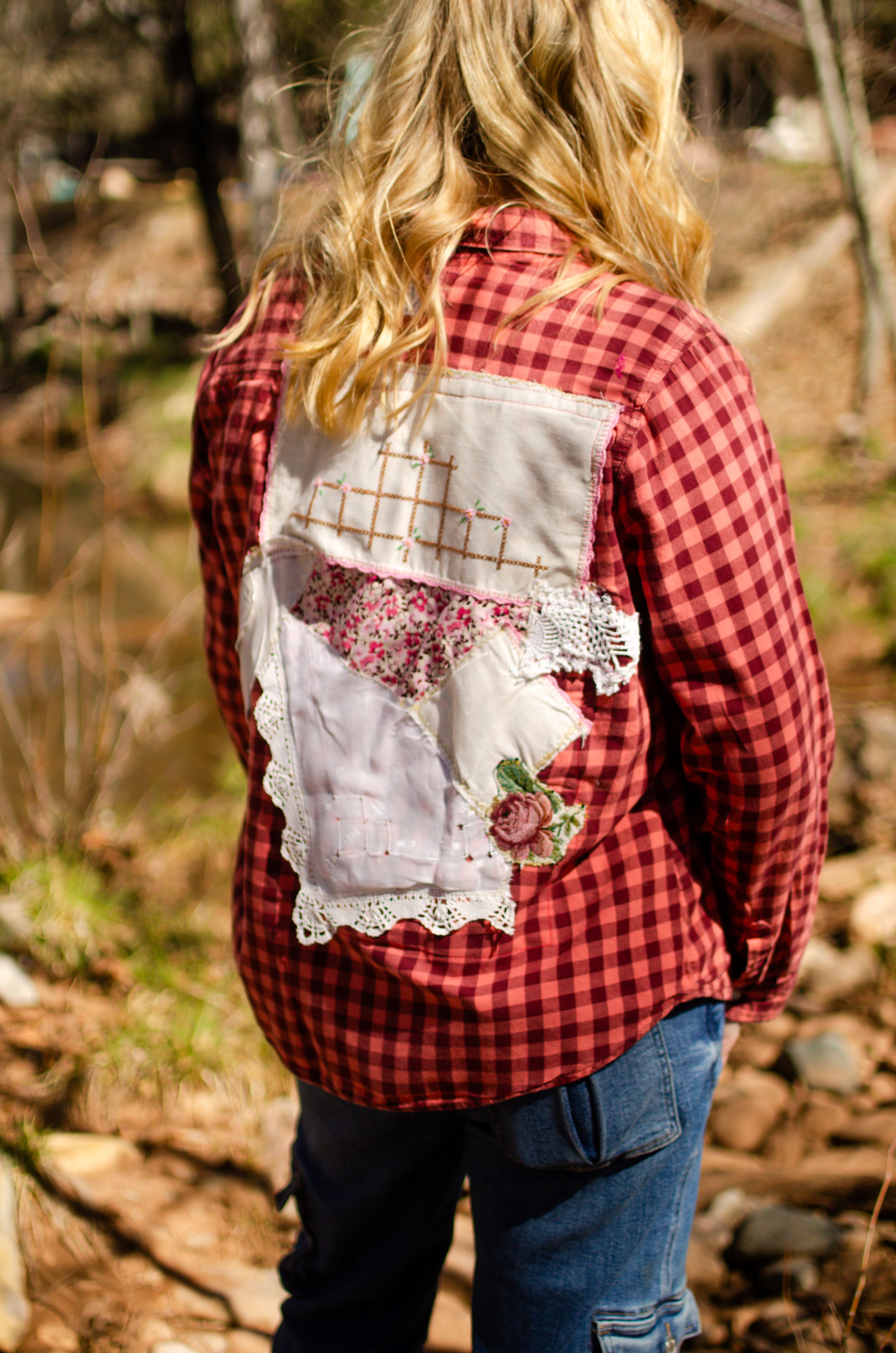 Raspberry Parfait Up-cycled Flannel