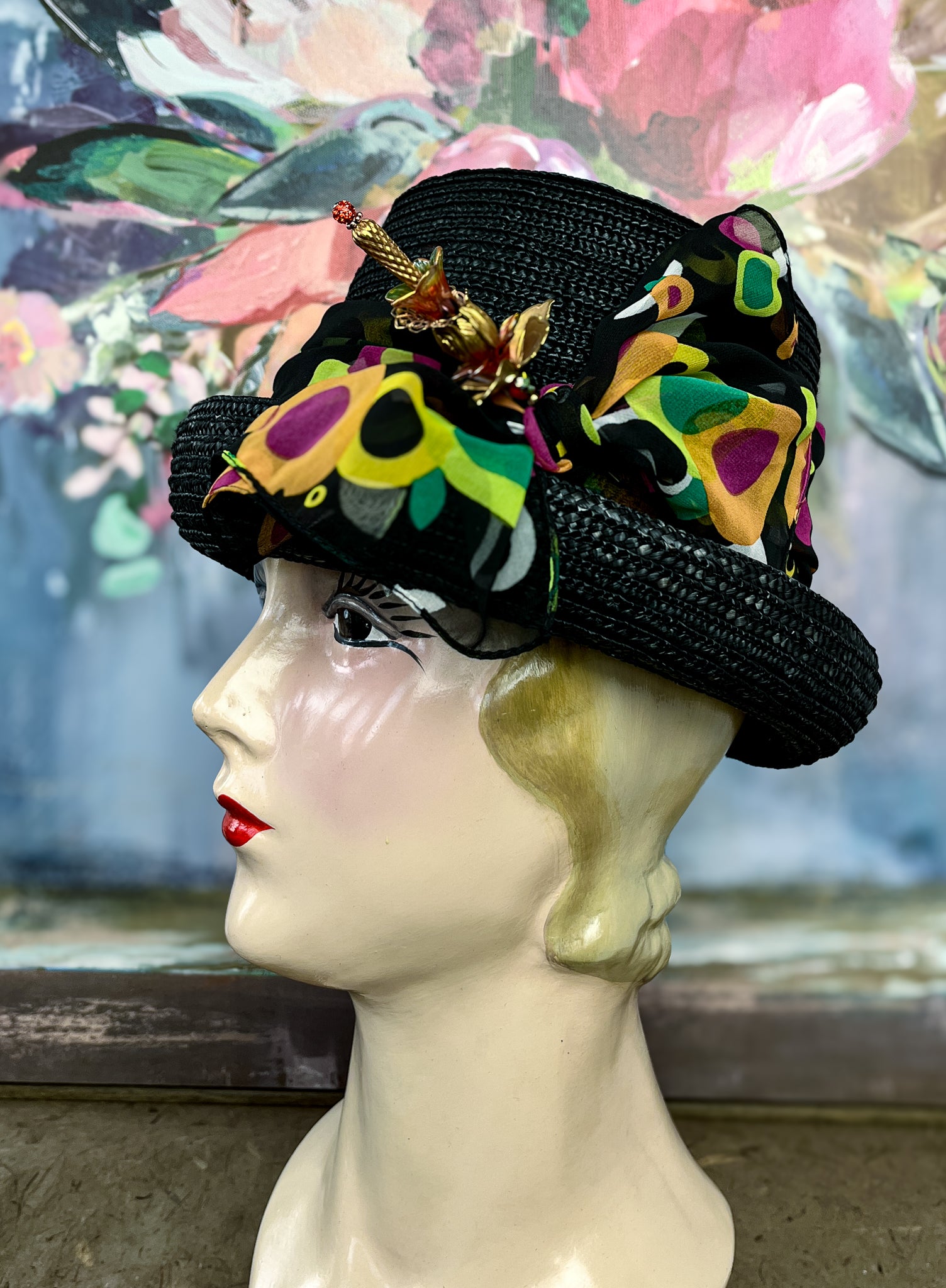 “Office Party” Vintage Straw Hat