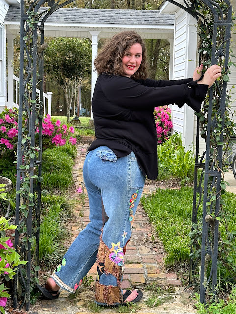 Miss Deb Handstitched Boho-Hippie Jeans