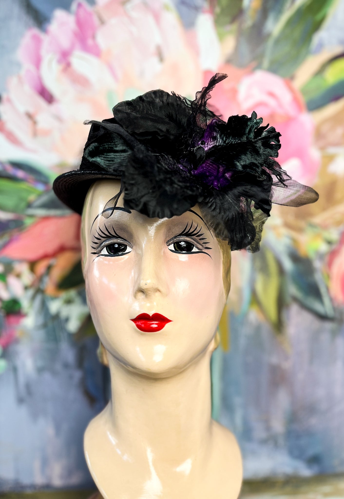 “Midnight Iris” Vintage Summer Hat